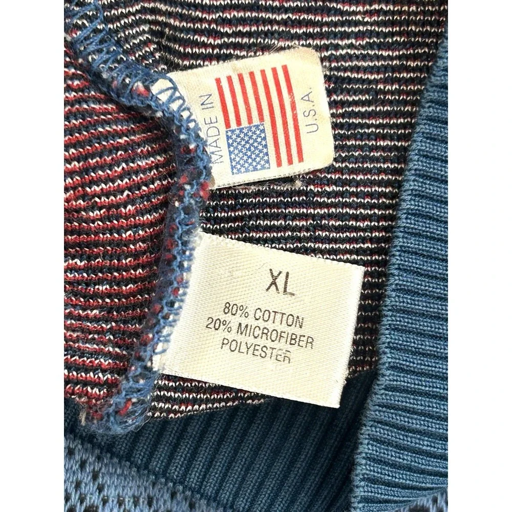 Vintage St. Croix Knits Sweater Men's XL Blue Sailboat Clouds Nautical Jacquard